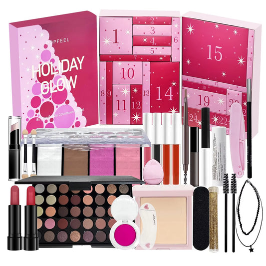 Unwrap the Magic: 2025 Holiday Beauty Advent Calendar - 24 Stunning Lipstick & Eyeshadow Picks for Women & Girls